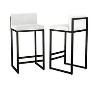 Juego de 2 taburetes de bar modernos de terciopelo, sillas de comedor de altura de mostrador con respaldo bajo, taburetes de isla de cocina tapizados con reposapiés para bar y comedor, 75 cm de alto