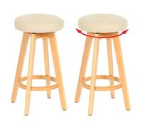 Juego de 2 taburetes de bar Navan, taburetes de bar de madera sintética giratoria, color crema, patas claras