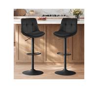VASAGLE Juego de 2 Taburetes de Bar, Sillas Altas Giratorias Regulables en Altura, Sillas de Cocina con Respaldo y Reposapiés, Comedor, Mostrador, Acero, Negro Tinta LJB198BH01
