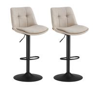 Juego de 2 Taburetes de Bar Regulables en Altura Blanco Crema