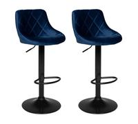 Juego de 2 taburetes de bar robin de terciopelo azul 48×46×106 cm