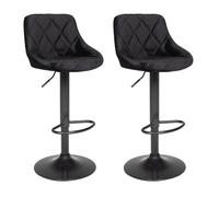 Juego de 2 taburetes de bar robin de terciopelo negro 48×46×106 cm