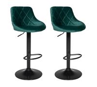 Juego de 2 taburetes de bar robin de terciopelo verde 48×46×106 cm