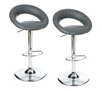 WellHome Set de 2 taburetes en poliuretano gris 47x52,5x80 cm