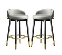 Juego de 2 taburetes de bar, silla de desayuno moderna con patas de metal y respaldo, ideal para isla de cocina o bar en casa