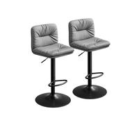 Juego de 2 Taburetes de Bar Taburetes Altos de Bar Regulables en Altura Gris