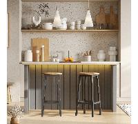 Juego de 2 Taburetes de Bar, Taburetes de Cocina, con Reposapiés, Altura 65 cm, para Salón, Comedor