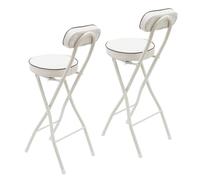 Juego De 2 Taburetes Plegables De Cocina, 55/60/65/70/75cm Silla De Altura De Mostrador Con Asiento Acolchado, Silla De Comedor Portátil, Para Dormitorio Cafetería Cocina(White,H65cm)
