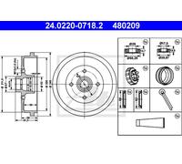ATE Tambor de freno para VOLKSWAGEN: Golf, Passat, Polo, Golf Cabriolet, Santana, Jetta, Caddy, Vento & SEAT: Cordoba, Ibiza (Ref: 24.0220-0718.2)