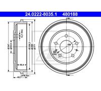 ATE Tambor de freno para FORD: Focus (Ref: 24.0222-8035.1)