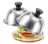 Juego de 2 tapas para hamburguesas, campanas para hamburguesas de acero inoxidable con destornillador para filetes, hamburguesas y queso, 16x x 6,7 cm