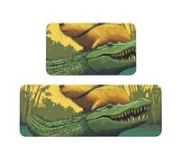 Juego de 2 tapetes de cocina acolchados con diseño de marmota de cocodrilo, cómodos tapetes de pie para la decoración del hogar, tapetes de cocina para el suelo, antideslizantes, lavables, para