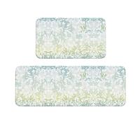 Juego de 2 tapetes de cocina antideslizantes para fregadero, lavadero, diseño de algas marinas y azules verdes