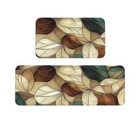 Juego de 2 tapetes de cocina con patrón de hojas florales antideslizantes de madera para cocina, antifatiga, alfombras largas para el hogar y la oficina
