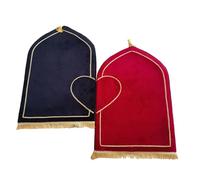 Juego de 2 tapetes de franela gruesa con patrón de medio corazón, para oración, para parejas, religiosos, islámicos, decoración del hogar, alfombra de adoración