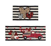 Juego de 2 tapetes decorativos de cocina para el día de San Valentín, con patrón de corazón, para cocina, interior, exterior, entrada, baño, felpudo de temporada, antideslizante, lavable, decoración