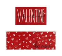 Juego de 2 tapetes decorativos de cocina para el día de San Valentín, con patrón de corazón, para cocina, interior, exterior, entrada, baño, felpudo de temporada, antideslizante, lavable, decoración