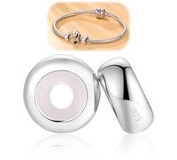 Juego de 2 tapones de plata de ley 925 con elemento de goma compatible con pulseras europeas de bricolaje, Pan dora y Cha milia