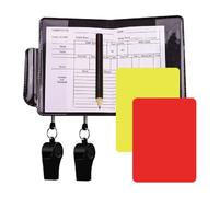 Juego de 2 tarjetas de árbitro de fútbol, juego de 2 con tarjetas rojo/amarillo, 2 silbatos y soporte plegable, incluye marcador y bolígrafo, ideal para entrenamiento