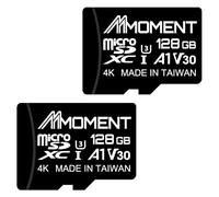 Juego de 2 tarjetas microSDXC de 128 GB MMOMENT U3/A1 / V30 / adaptador SD incluido (hasta 100 MB/s)