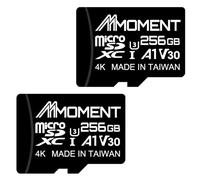 Juego de 2 tarjetas microSDXC de 256 GB MMOMENT U3/A1 / V30 / adaptador SD incluido (hasta 100 MB/s)