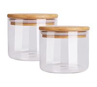 Juego de 2 tarros de cristal de 650 ml con tapa de bambú, herméticos, herméticos, para especias, frijoles, polvo