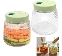 Juego de 2 tarros de fermentación de 1 litro con Doble válvula Airlock, Kimchi Sauerkraut Airtight con Tongs & Tamper para Pickling