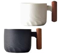 Juego de 2 tazas de café de café de 60 ml, tazas de café con asa, tazas de café expreso de cerámica, tazas de café para espresso y café con leche (negro y blanco)