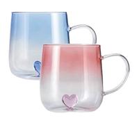 Juego de 2 tazas de café de para parejas con corazón en la parte inferior, 400 ml, regalo del día de San Valentín para ella y él, regalo de amistad