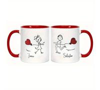Juego de 2 tazas de cerámica de amor personalizadas, regalo de San Valentín para , reutilizables y lavables, no requieren montaje, sin carga - Perfectas para