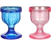 Juego de 2 tazas de lavado de ojos de color azul y rosa para una limpieza eficaz de los ojos, borde en forma de ojo, ajuste cómodo