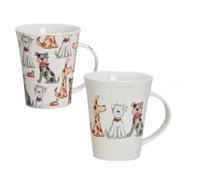 Juego de 2 tazas de porcelana, diseño de perro o gato, 300 ml, ilustrado con cariño, ideal para café, té y cacao, idea de regalo para amantes de los animales (2, perros)