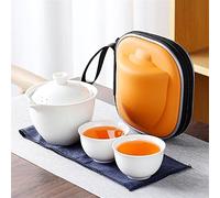 Juego de 2 tazas de té chino Kung Fu con bolsa de viaje, juego de viaje de cerámica, tetera portátil de porcelana, tazas de té de Gaiwán, herramienta de té, juego de té de viaje para los amantes del