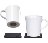 Juego de 2 tazas manéticas de porcelana para Expresso incl. posavasos de nano gel metáLico 270 ml negro Silwy®