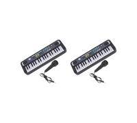 Juego de 2 teclas, teclado electrónico de música de 37 teclas, órgano de piano digital eléctrico con micrófono 3739, negro, estilo 3739