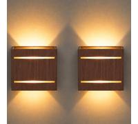 Juego de 2 Teinte Chêne Apliques de Pared LED para Interior Blanca Cálida