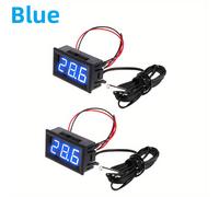 Juego de 2 termómetros digitales LED con pantallas azules y , adecuados para temperaturas de 5V y 12V, ideales para coches, uso en interiores y exteriores, incubadoras y monitoreo del