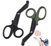Juego de 2 Tijeras Médicas Jesco Para Traumatología y Vendaje, 15 cm Bent Stealth Para Enfermeras, Estudiantes de Medicina, Salas de Emergencia (Negro)