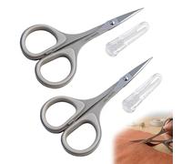 Juego de 2 tijeras para manualidades, curvadas y rectas, tijeras de precisión para costura, bordado, corte de papel, manualidades, acero inoxidable, funda protectora