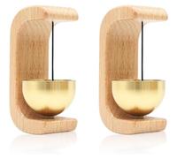 Juego de 2 timbres de madera de dopamina, anillo magnético de latón, timbre de apertura de propietario de tienda, decoración colgante mecánica de madera al entrar en la tienda, adecuado tanto para el