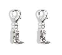Juego de 2 tiradores de cremallera para botas, dijes para botas, tiradores de cremallera plateados, tirador de cremallera para botas de vaca plateadas, 2cm, Zinc, No es una piedra preciosa