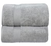 Juego de 2 toallas de baño extragrandes (90x180 cm, 2 unidades) 100% algodón súper suave de calidad de hotel, ultra suaves y absorbentes, juego de toallas de baño (plateado)