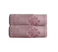 Juego de 2 toallas de mano bordadas vintage, juego de toallas de baño de lujo, altamente absorbentes, suaves, decorativas, para el hogar, hotel, de secado rápido, lavables a máquina, 74 x 34 cm (rosa)