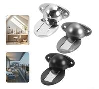 Juego de 2 topes magnéticos para puerta sin necesidad de taladrar ni tornillos, diseñados para proteger las puertas de golpes y mantenerlas abiertas (plateado)