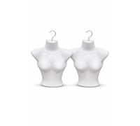 Juego de 2 torso de media carcasa para mujer, maniquí femenino para colgar, torso de plástico con ganchos, busto superior del cuerpo para ropa, lencería y textiles