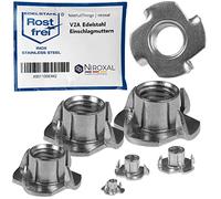Juego de 2 tuercas de inserción M8 de acero inoxidable V2A con 4 puntas de inserción - Rosca métrica - Para madera y plástico