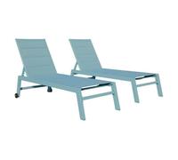 Juego de 2 tumbonas barbados de textileno y aluminio azul