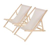 Juego de 2 tumbonas de madera "chilienne" - crudo