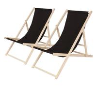 Juego de 2 tumbonas de madera "chilienne" - negro