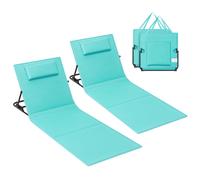 SONGMICS Set of 2 Tumbona de Playa, Cojín, Respaldo Basculante, 158 x 55cm | Portátil con Correa, para Camping Jardín Piscina, Lake Blue, GCB151C01